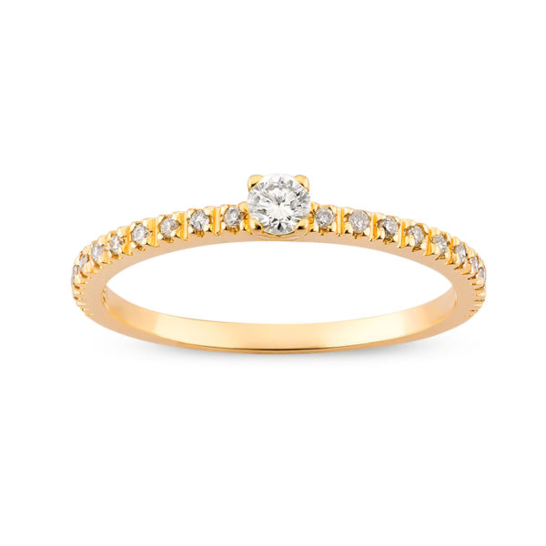 Anel Sirius Ouro Amarelo 18k Diamante Central 10 Pontos